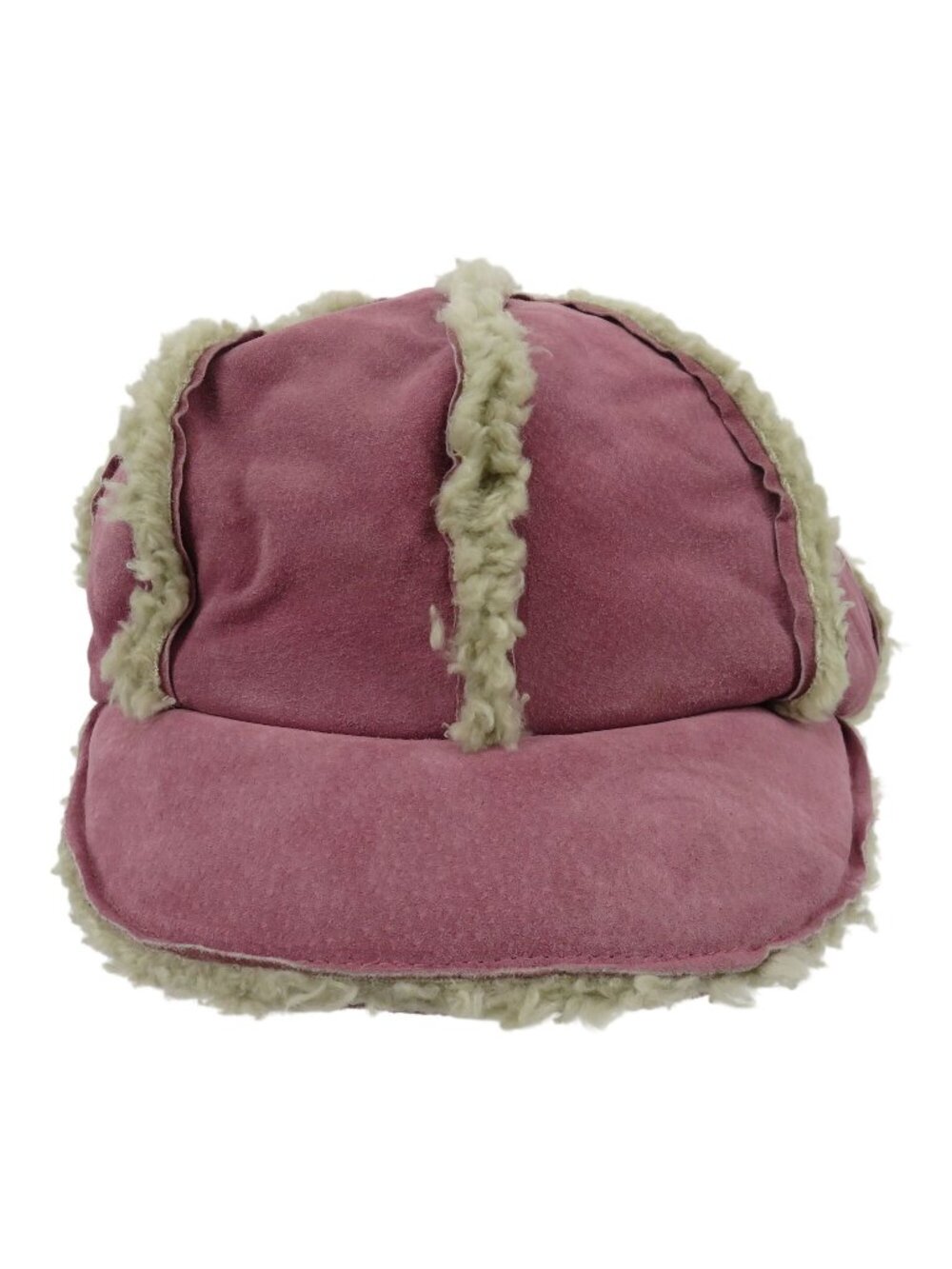 Maxima Wilsons Leather Women One Size Pink Suede Leather Shearling Hat Cap Y2K